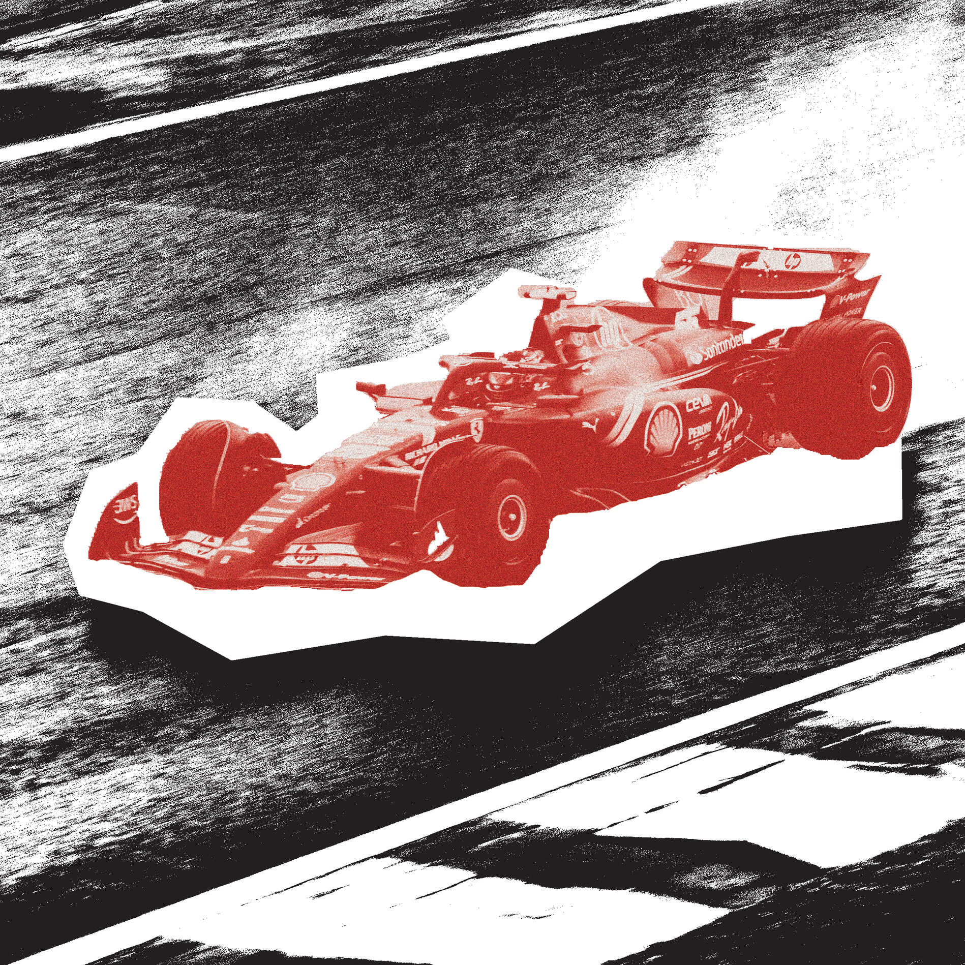 Album cover mock up created for an independent music producer, featuring a manipulated race car image using Adobe Photoshop. Applied threshold effects, black and white image adjustments, and photo manipulation techniques.